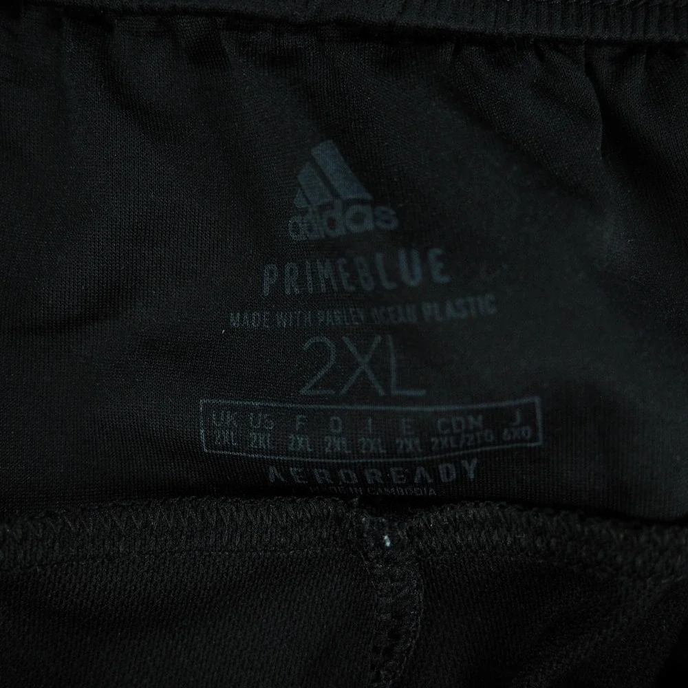 Adidas Shorts Mens 2XL Primeblue Aeroready Black Solid 3-Stripe Zipper Pockets